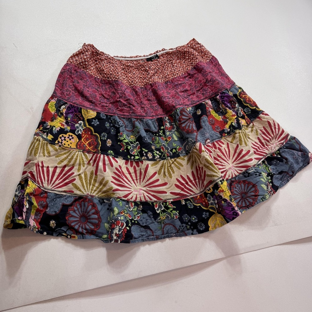 Fire Los Angeles Skirt Womens Small Multicolor Floral Tiered Boho Peasant
